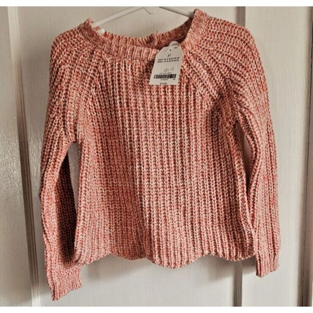 NWT Crazy 8 toddler's‎ sweater coral white pullover 3T